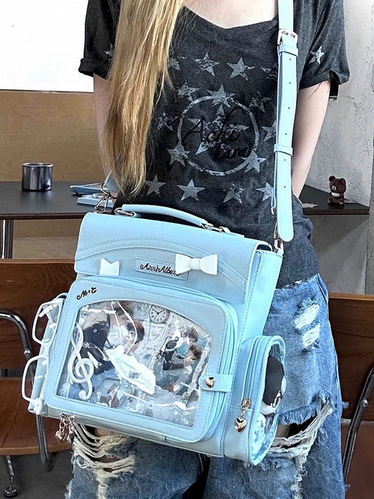 Transparent And Blue Bow Decoration 2-Way With Bag Ita Window