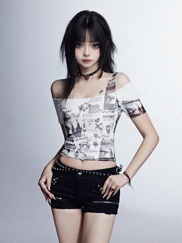 Shorts with Detail Black Low Waist Studded Glamorous Zippers