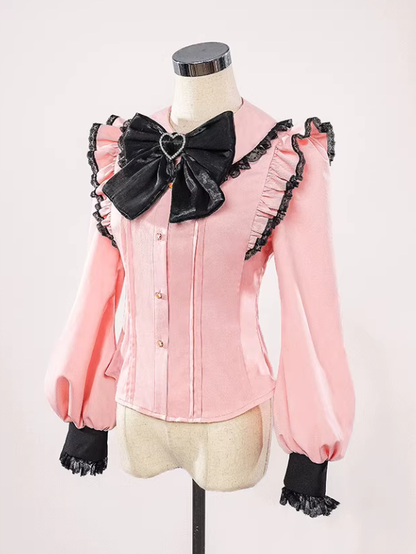 OSHI NO KO Hoshino Ai Jirai Kei Pink Shirt and Gray Skirt Lolita-Style Cosplay Costume