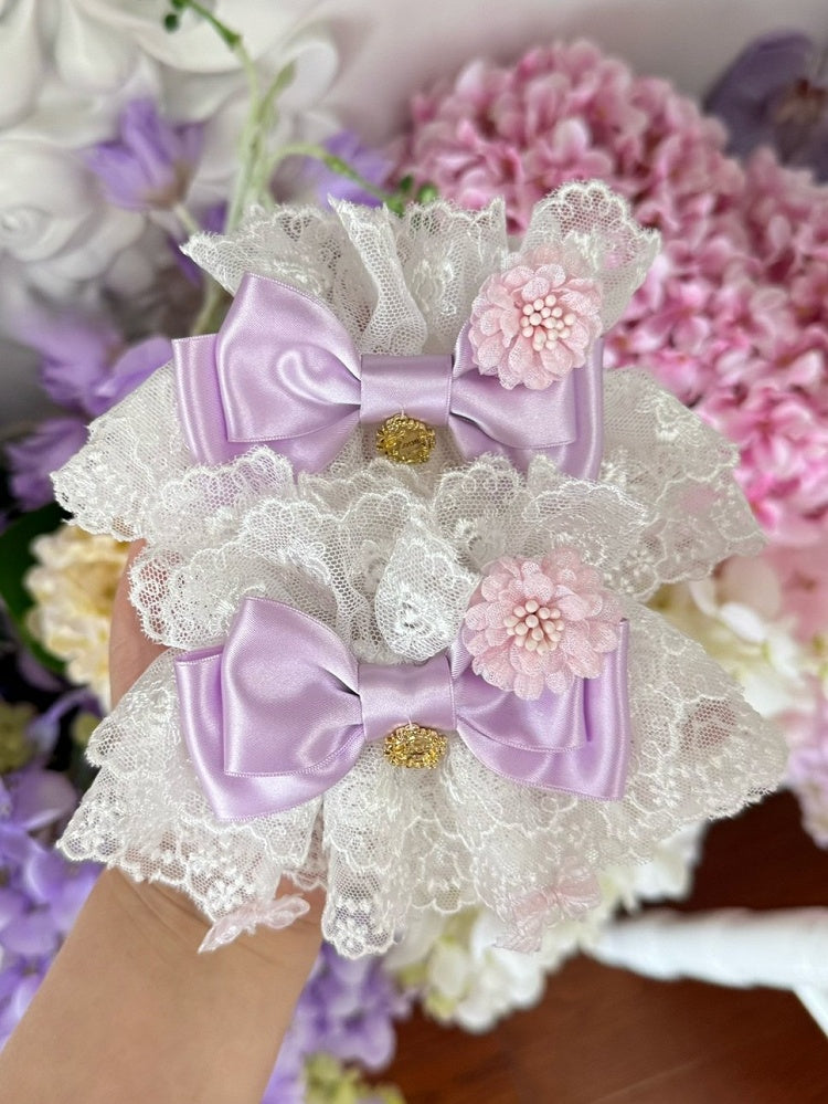Pink/Purple/Blue/Red/White Bowknot Design Wrist Cuffs Floral