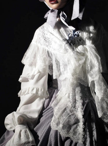 with Ruffled White Shawl Lace Lolita Edges