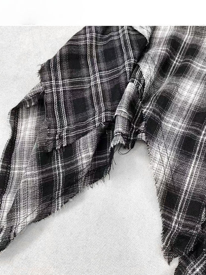 Dye Tie Design + Plaid Cami Pattern Dress Top Neck Asymmetrical Skirt Detail White Black Hem Halter Spiderweb