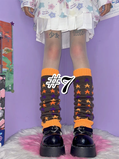 Stripe Pattern Knitted Leg Warmers