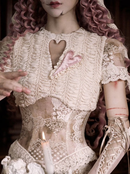 Goth Corset Cutout Love Sleeves Short Top Romantic