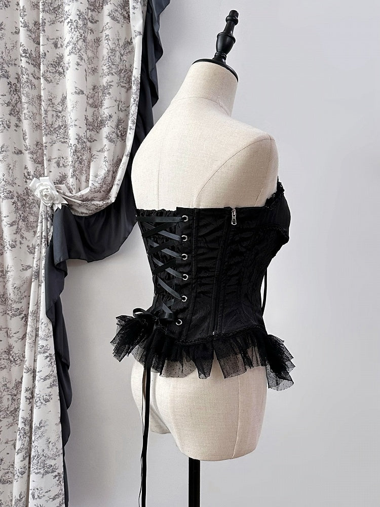 Gothic Black Boned Corset Top Lolita