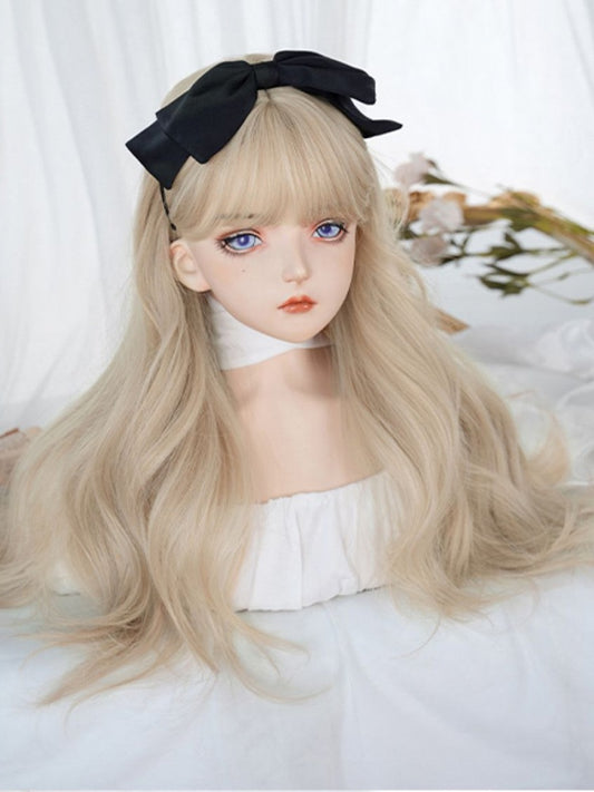 Wig Bangs Length Blonde Air With 60CM Wavy