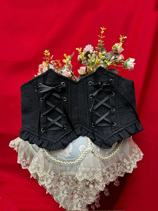 Jacquard Corset Belt Black Lolita Gothic
