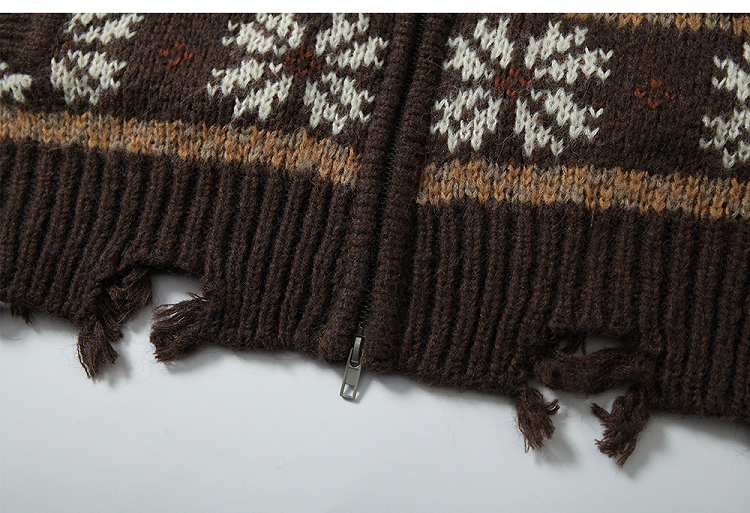 Black Brown Mohair Hooded Sweater