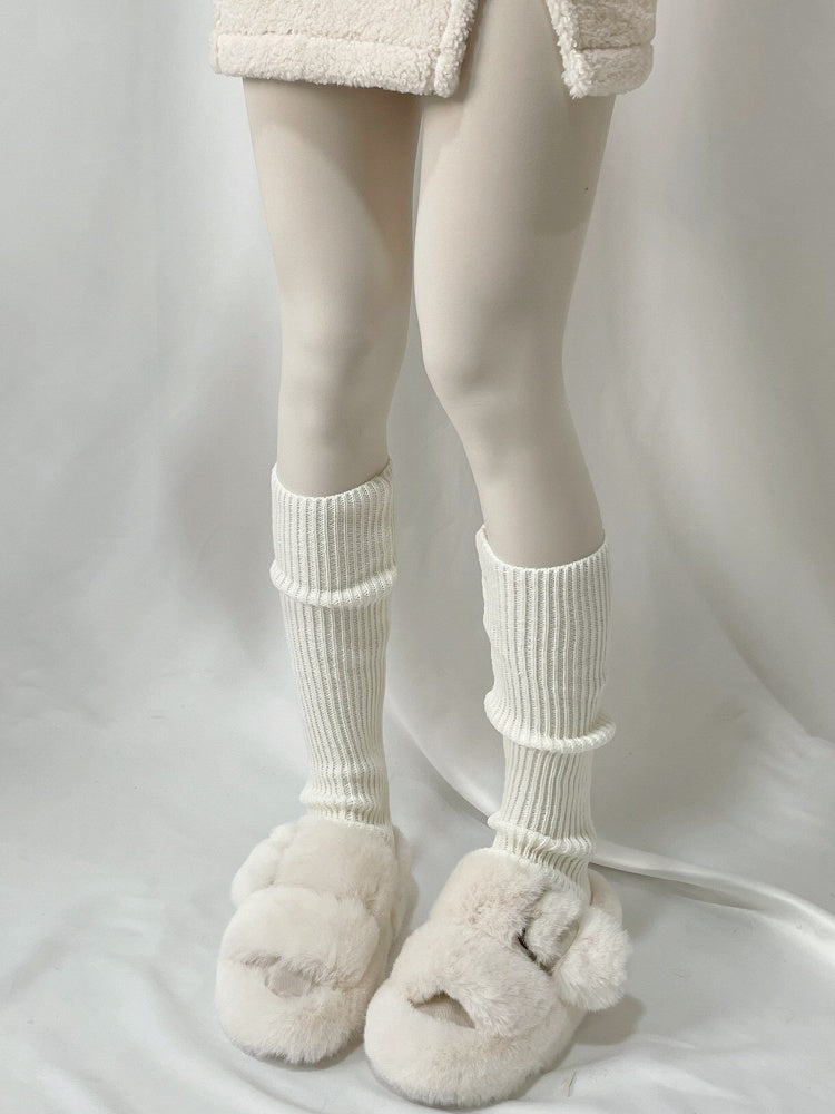 White Lolita Knitted Leg Warmers