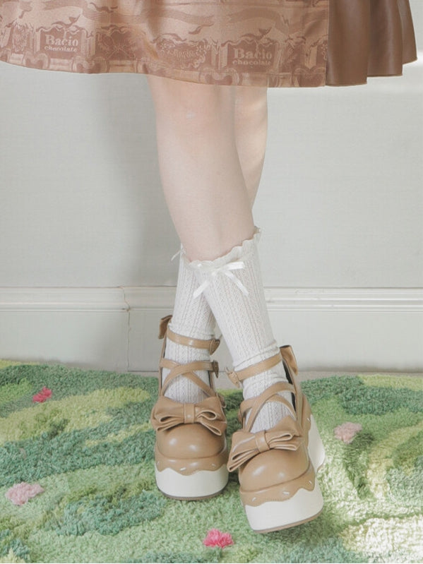 Platforms Light Brown Crisscross Toe Design Sweet - Round