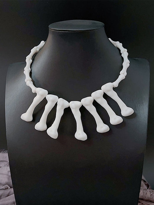Gyaru Weiß Y2K Fashion Choker Anhänger Knochen