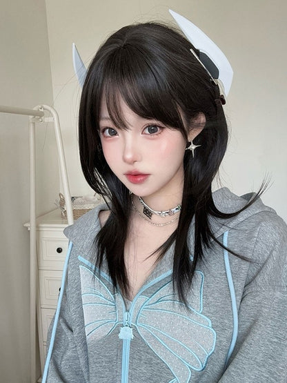 Air Length Black Wig Straight With 54CM Bangs