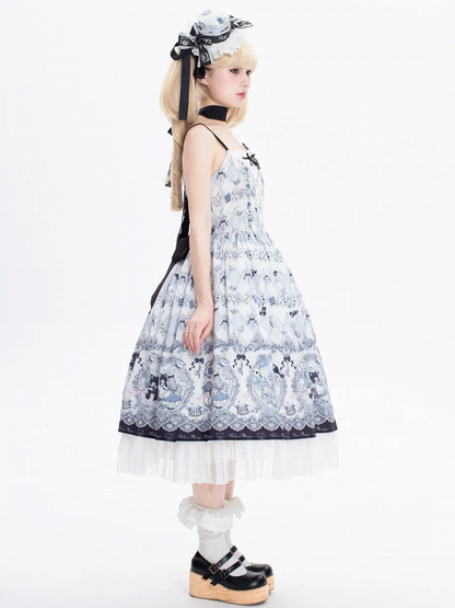 Alice und Kitty Bunny Pullover Themenrock Lolita Print im Wunderland