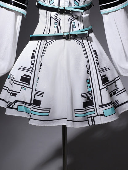 Bunny Sleeves KC Dress Techwear Halter Neck Urban Cyberpunk White + Ears