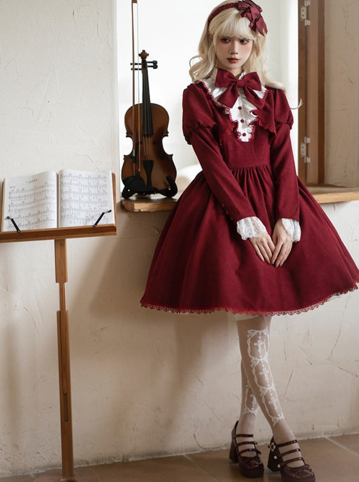 faux ribbon college Gothic two-piece + dress Lolita