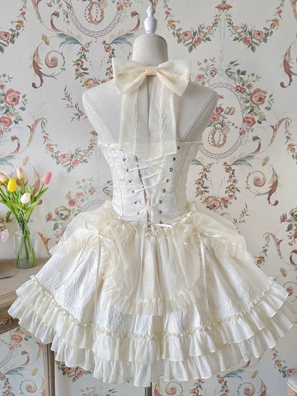 Cross Belle Ivory Halter Neck Corset Dress Balletcore Princess Lolita JSK