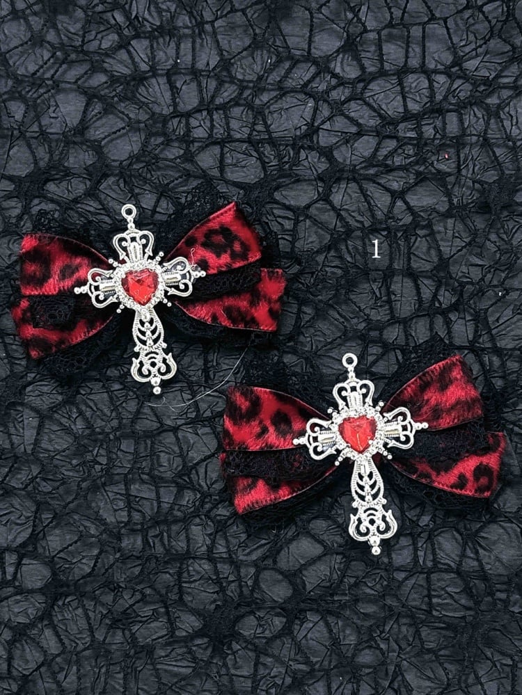 Black Red Halloween Jirai Kei Bowknot Hairclips