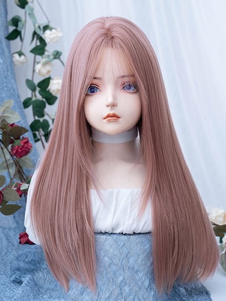 Length 63CM Pink Straight Wig