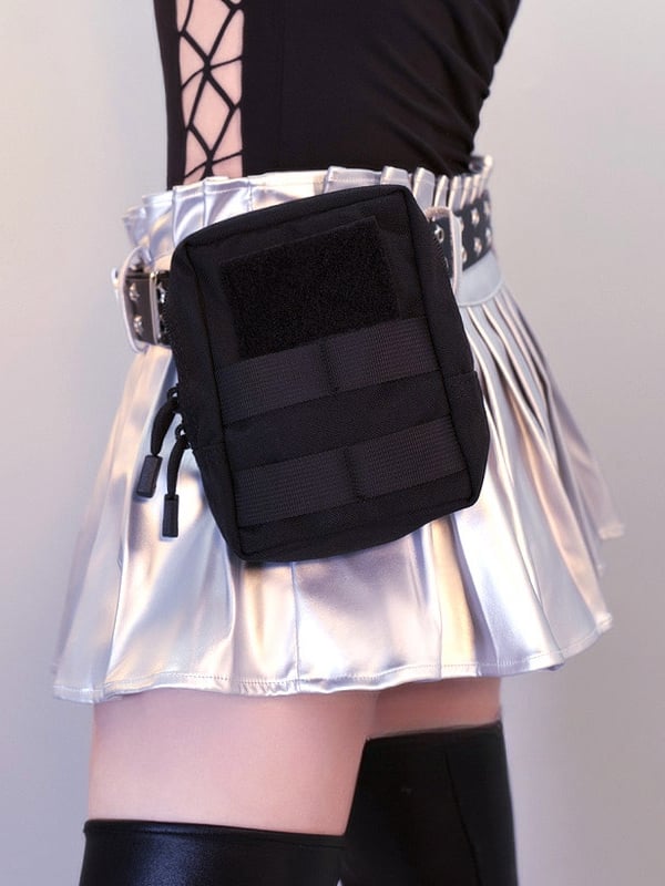 Black Cyberpunk Waist Belt with Waist Bag