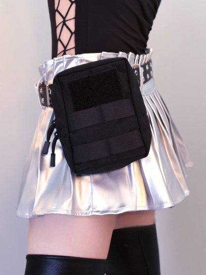 Black Cyberpunk Waist Belt with Waist Bag