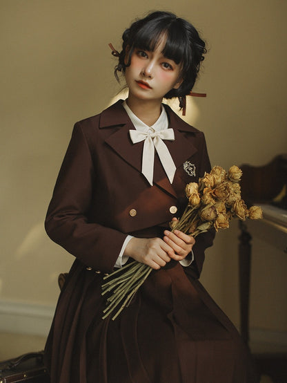 Embroidery JK Uniform Brown with Blazer Elegant Dove