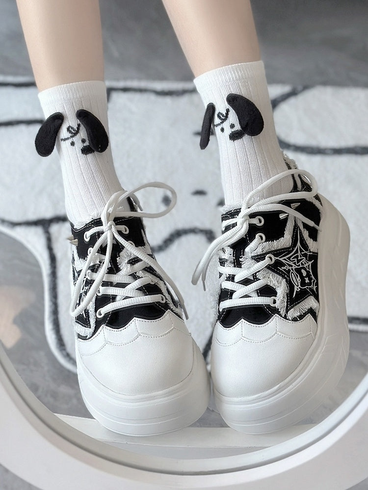 Star Y2K Platform Black Sneakers Applique
