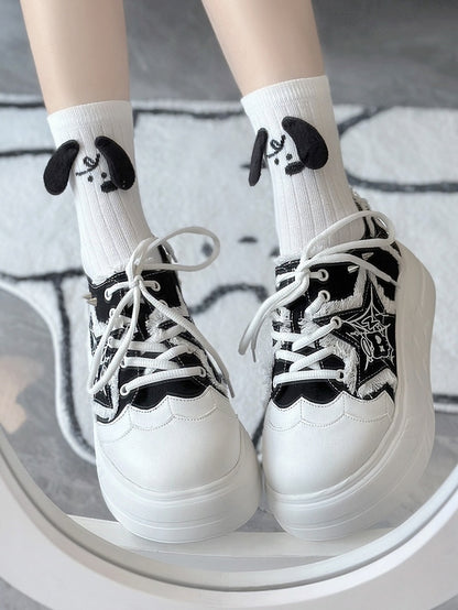 Star Y2K Platform Black Sneakers Applique