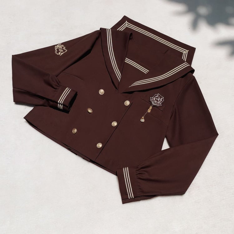 Brown Sailor Collar Long Sleeves Top JK Uniforms