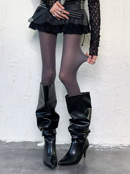 Gothic Dark Grey Y2K Tights