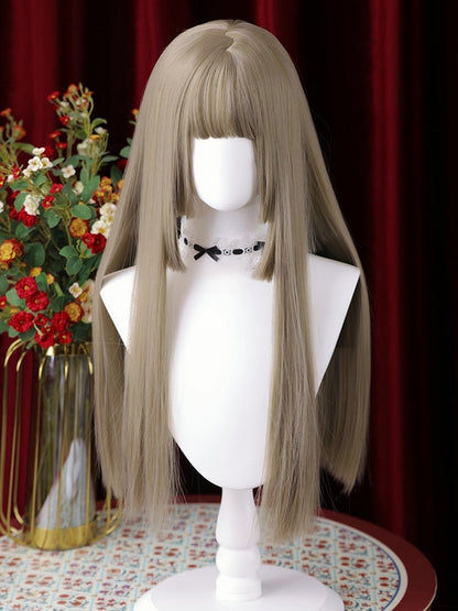 Light Brown Hime Cut Long Straight Synthetic Wig