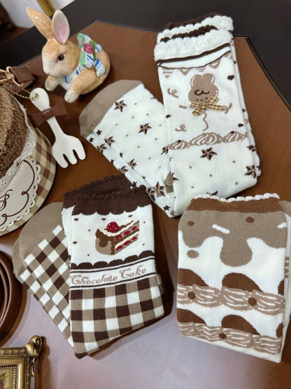 Chcoclate Theme Brown Sweet Lolita Calf Socks