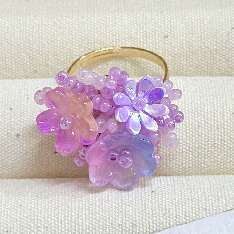 4 Adjustable Beaded Ring Options Color Y2K Floral