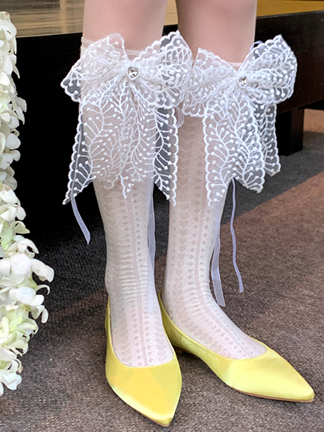 Spitze Weiß/Rosa/Gelb/Blau Charme Mit Bowknot Socken Strass