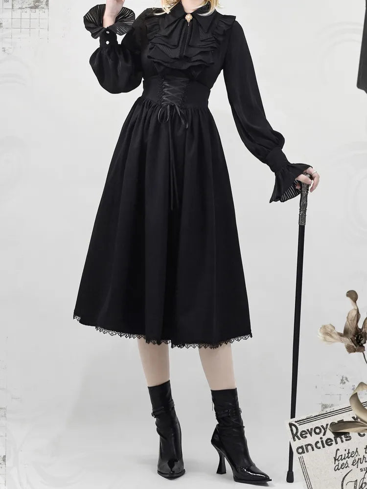 Black Boned Lolita Elegant Belt High Reversible Corset Skirt Waist