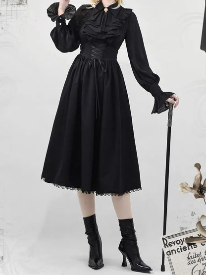 Black Boned Lolita Elegant Belt High Reversible Corset Skirt Waist