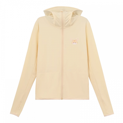 Apricot Kitty Print Loose Sun Protection Jacket