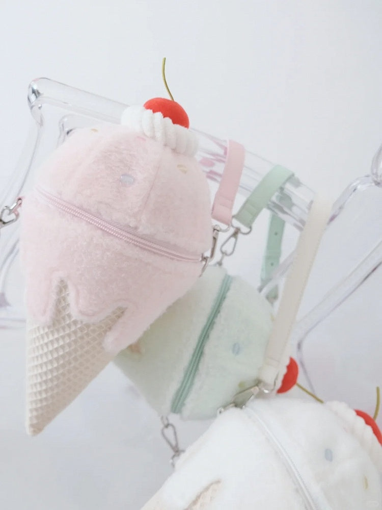 Sac bandoulière en peluche rose en forme de glace Yume Kawaii