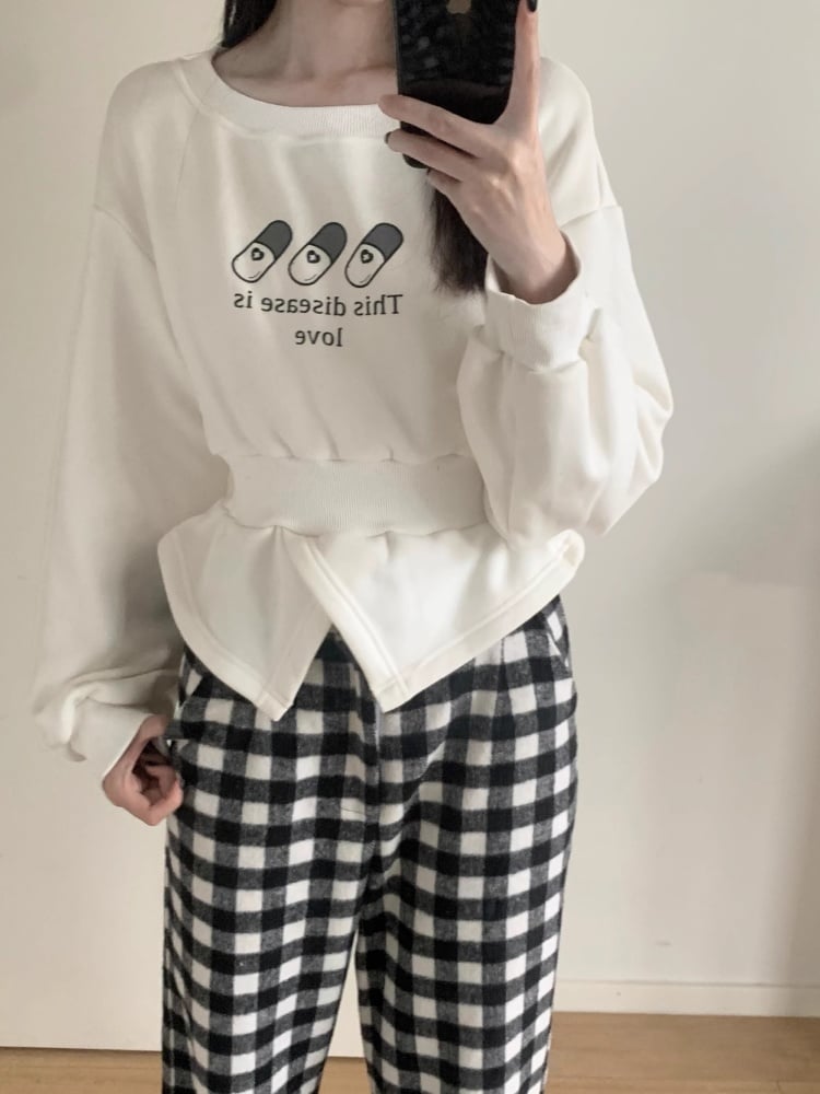 Black&White Plaid Pattern Pants