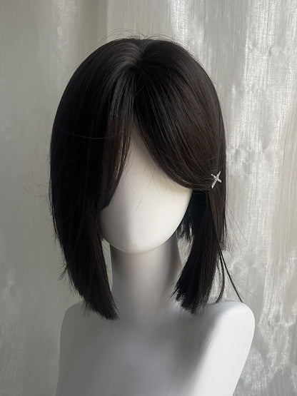 Black Tea Shoulder Length Straight Synthetic Wig