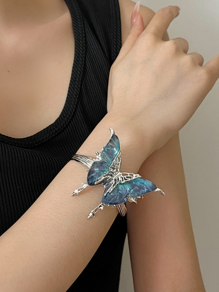 Bracelet papillon strass noir/bleu