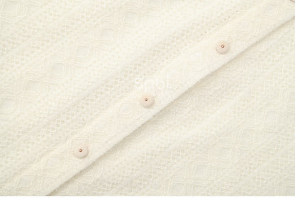 Apricot Peter Pan Collar Balloon Sleeves Lace Blouse