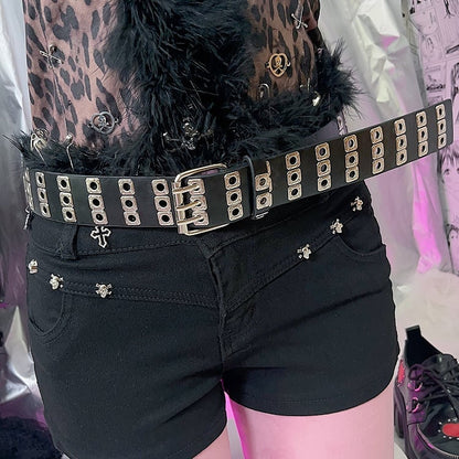 PU Belt Black/Red/White Punk Waist Rock