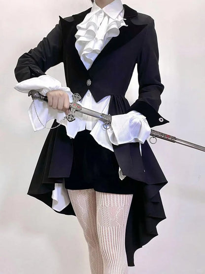 Black Ouji Fashion Gothic Lolita Tail Blazer