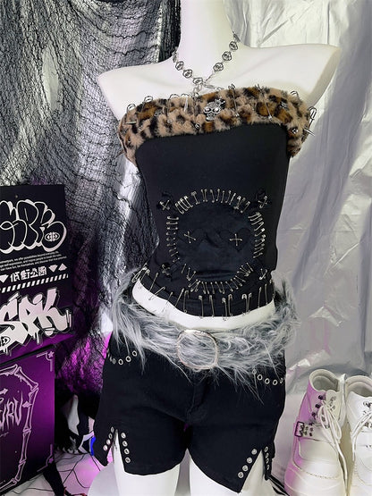 Gradient Gray Shaggy Buckle Belt