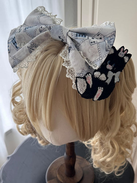 Kitty with Blue KC Brooch Embroidery Bowknot