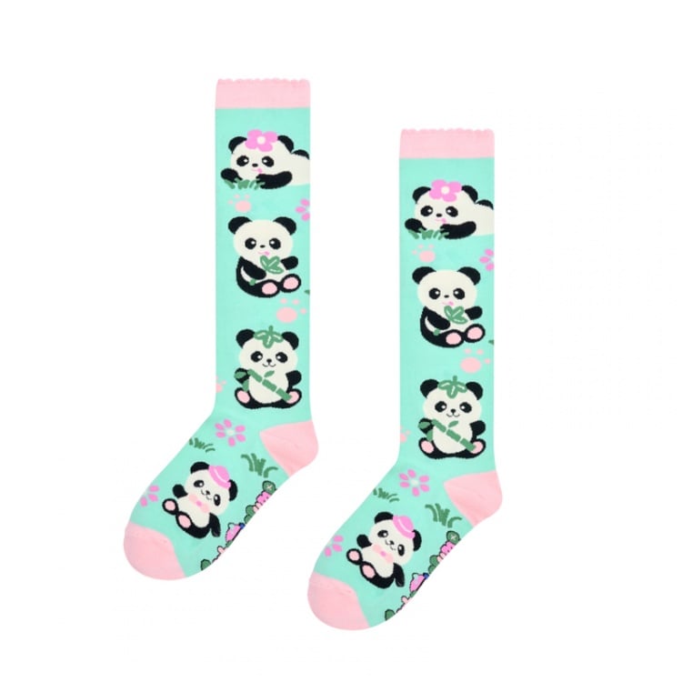 Mint Green Panda Calf Socks