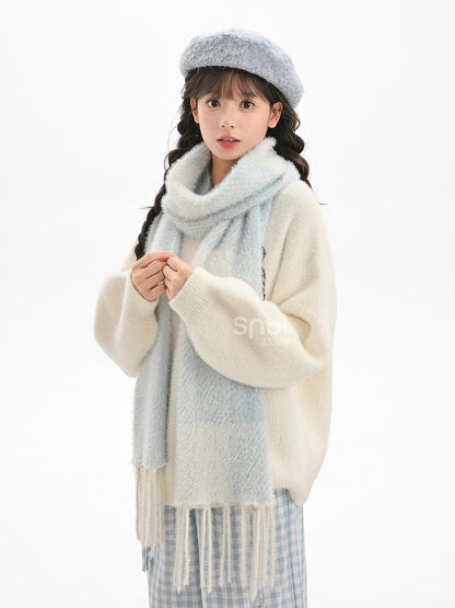 White Cute Puppies Pattern Round Neck Loose Sweater