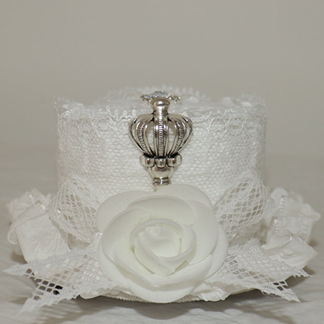 Trim Crown Hat White Decorated Design Lace Bowknot Floral Mini Detail