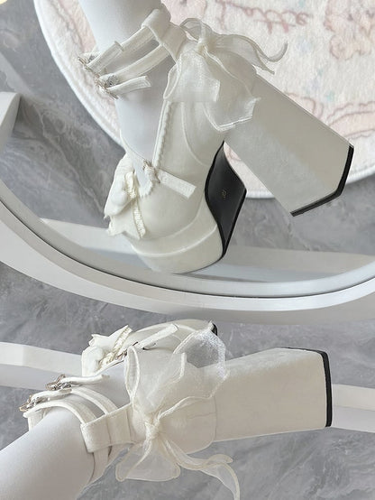 11CM bei Sweet Bow Heels High Lolita Plateau weißes Top