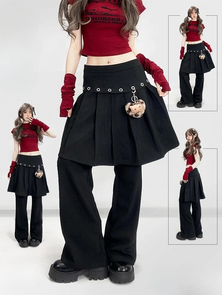 Flare Pleated Glamorous Bittersweet Silhouette Pants Black With